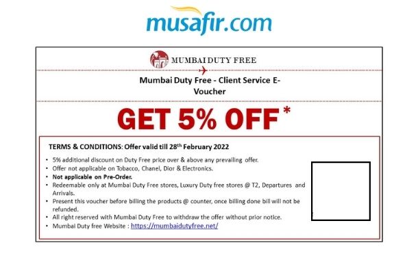 5% Discount on Mumbai duty free shopping