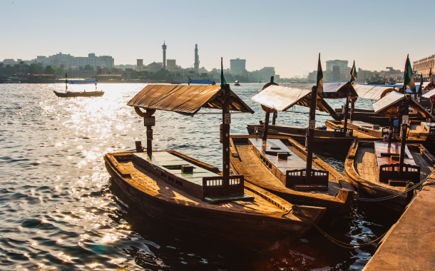 Boats on the Bay Creek in Dubai