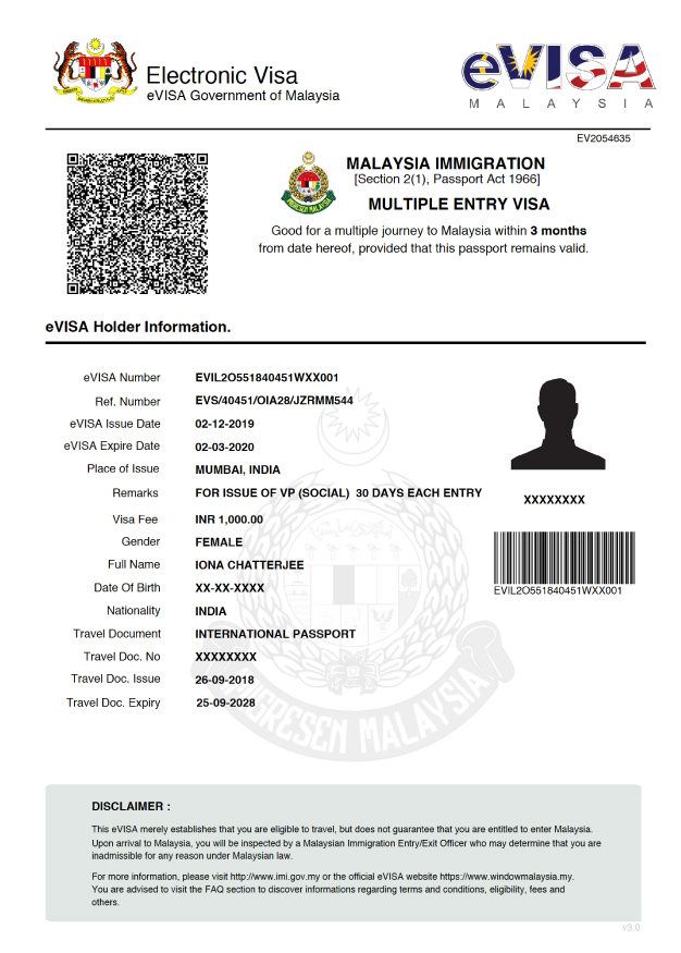 Sample Malaysia visa - Musafir