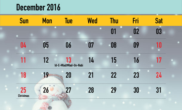 Weekend Calendar - December