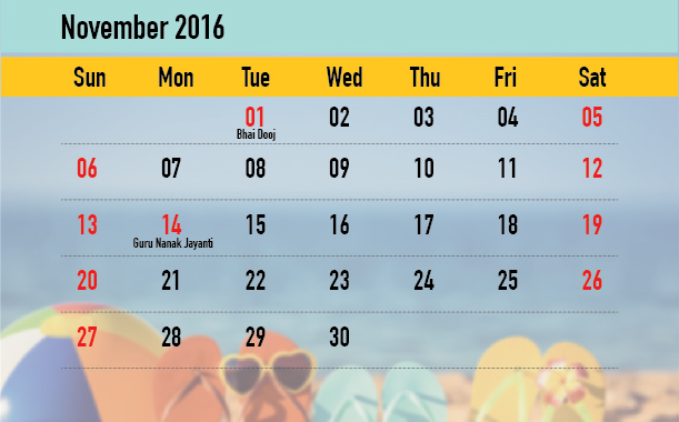 Weekend Calendar - November