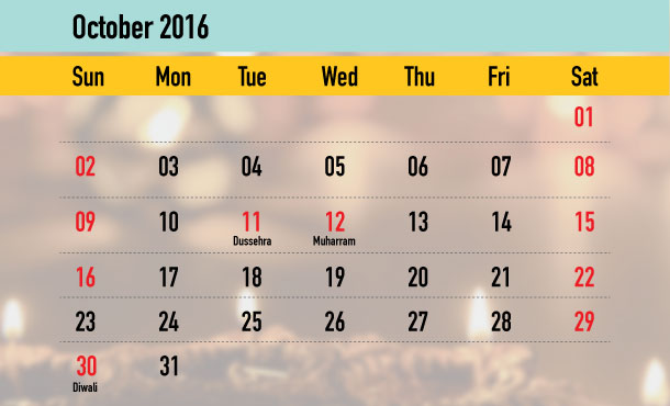 Weekend Calendar - October