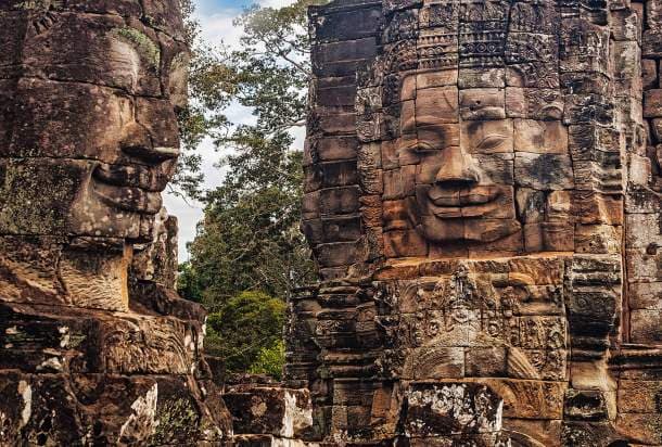 Ancient stone faces of Bayon temple