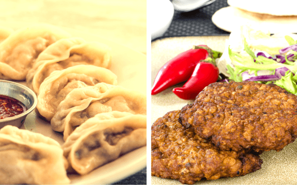 Momos and Shami Kebab