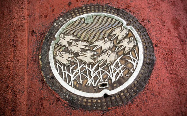 Manhole cover in Himeji, Hyogo Prefecture, Japan