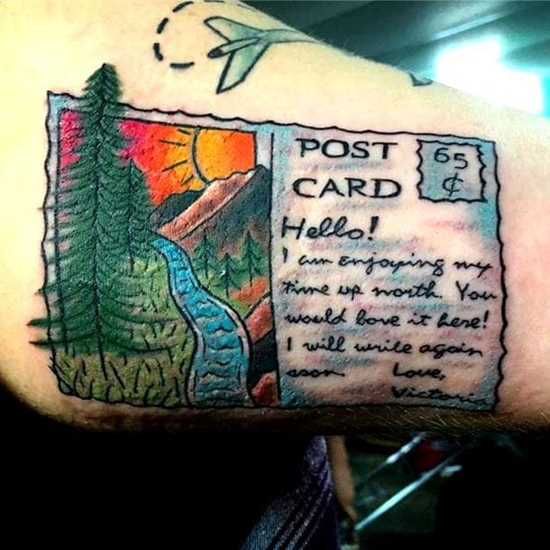 Post card tattoo