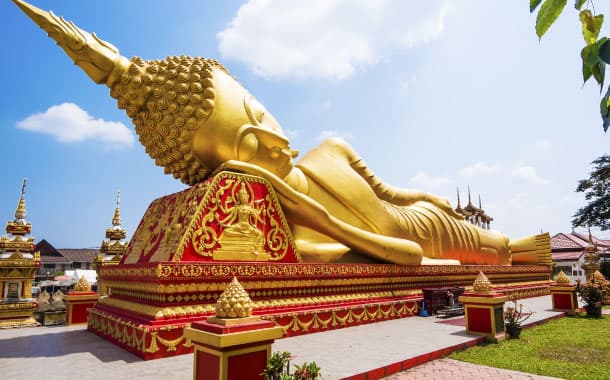 Reclining Buddha statue at Wat Pha That Luang, Laos