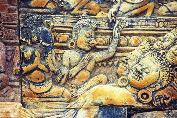 Sacred hindu bas-relief in Angkor Wat