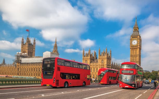 The iconic Red Buses in London