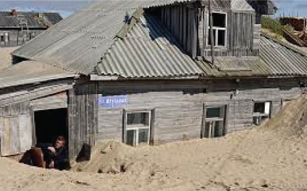 The sinking sand village, Russia